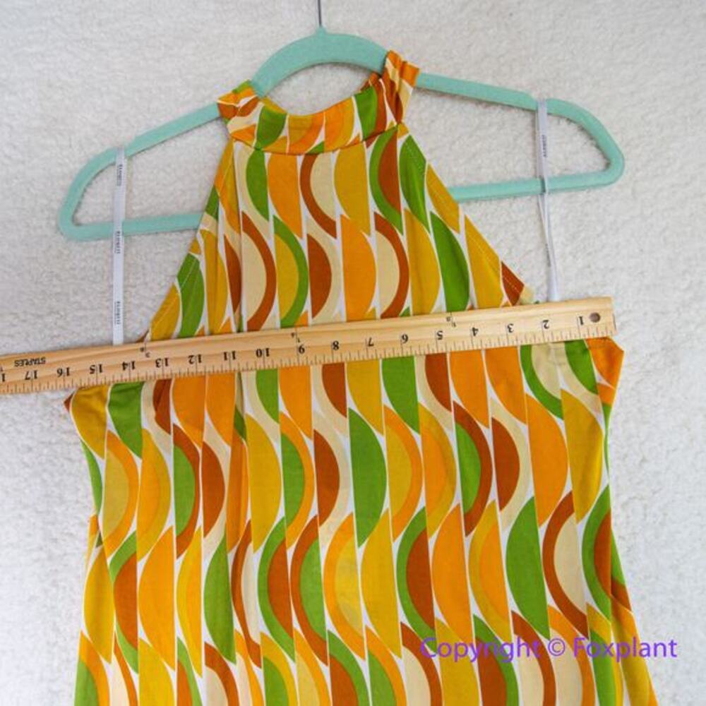 Eloquii Maxi Dress Groovy 70's Funky Sunrise‎ Cabana Halter, size 14 - Picture 7 of 16